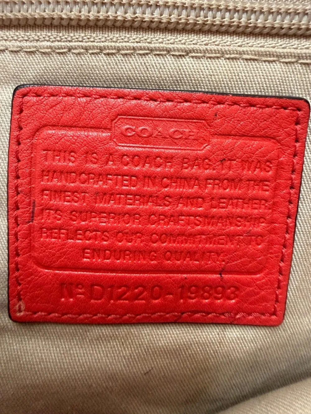 Coach Y2K Coral Red Leather Shoulder Tote Slouchy Boho Tassel Hobo Bag - Picture 8 of 12